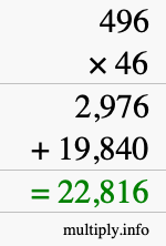 How to calculate 496 times 46 using long multiplication