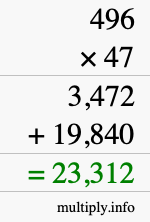 How to calculate 496 times 47 using long multiplication
