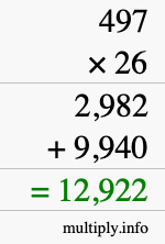 How to calculate 497 times 26 using long multiplication How to calculate 497 times 26 using long multiplication