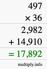 How to calculate 497 times 36 using long multiplication How to calculate 497 times 36 using long multiplication
