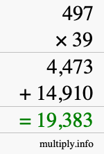 How to calculate 497 times 39 using long multiplication