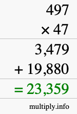 How to calculate 497 times 47 using long multiplication