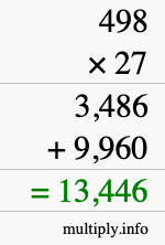 How to calculate 498 times 27 using long multiplication How to calculate 498 times 27 using long multiplication