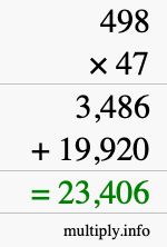How to calculate 498 times 47 using long multiplication