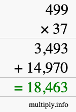 How to calculate 499 times 37 using long multiplication How to calculate 499 times 37 using long multiplication