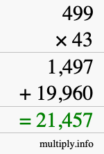 How to calculate 499 times 43 using long multiplication How to calculate 499 times 43 using long multiplication