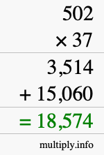 How to calculate 502 times 37 using long multiplication How to calculate 502 times 37 using long multiplication