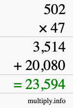 How to calculate 502 times 47 using long multiplication How to calculate 502 times 47 using long multiplication