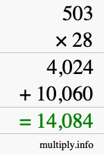 How to calculate 503 times 28 using long multiplication How to calculate 503 times 28 using long multiplication