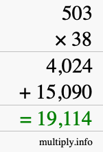 How to calculate 503 times 38 using long multiplication