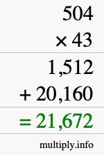 How to calculate 504 times 43 using long multiplication How to calculate 504 times 43 using long multiplication