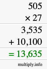 How to calculate 505 times 27 using long multiplication How to calculate 505 times 27 using long multiplication