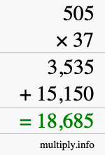 How to calculate 505 times 37 using long multiplication How to calculate 505 times 37 using long multiplication