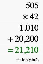 How to calculate 505 times 42 using long multiplication How to calculate 505 times 42 using long multiplication