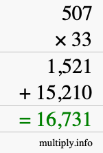 How to calculate 507 times 33 using long multiplication How to calculate 507 times 33 using long multiplication