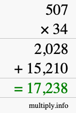 How to calculate 507 times 34 using long multiplication How to calculate 507 times 34 using long multiplication