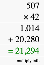 How to calculate 507 times 42 using long multiplication