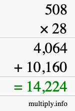 How to calculate 508 times 28 using long multiplication How to calculate 508 times 28 using long multiplication