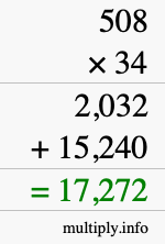 How to calculate 508 times 34 using long multiplication How to calculate 508 times 34 using long multiplication