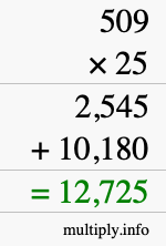 How to calculate 509 times 25 using long multiplication How to calculate 509 times 25 using long multiplication