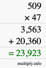 How to calculate 509 times 47 using long multiplication