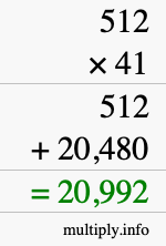 How to calculate 512 times 41 using long multiplication How to calculate 512 times 41 using long multiplication
