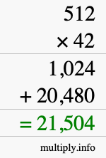 How to calculate 512 times 42 using long multiplication