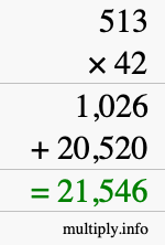 How to calculate 513 times 42 using long multiplication