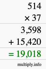 How to calculate 514 times 37 using long multiplication How to calculate 514 times 37 using long multiplication