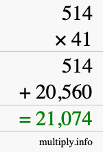 How to calculate 514 times 41 using long multiplication How to calculate 514 times 41 using long multiplication