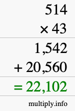 How to calculate 514 times 43 using long multiplication How to calculate 514 times 43 using long multiplication