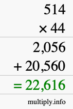 How to calculate 514 times 44 using long multiplication How to calculate 514 times 44 using long multiplication