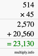 How to calculate 514 times 45 using long multiplication How to calculate 514 times 45 using long multiplication
