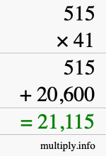 How to calculate 515 times 41 using long multiplication How to calculate 515 times 41 using long multiplication