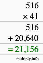 How to calculate 516 times 41 using long multiplication How to calculate 516 times 41 using long multiplication