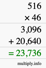 How to calculate 516 times 46 using long multiplication