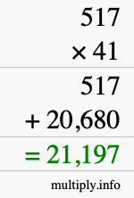 How to calculate 517 times 41 using long multiplication How to calculate 517 times 41 using long multiplication