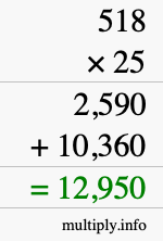 How to calculate 518 times 25 using long multiplication How to calculate 518 times 25 using long multiplication