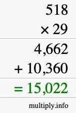 How to calculate 518 times 29 using long multiplication How to calculate 518 times 29 using long multiplication