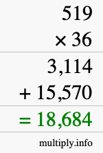 How to calculate 519 times 36 using long multiplication How to calculate 519 times 36 using long multiplication