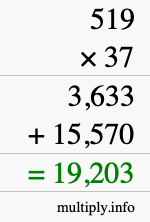 How to calculate 519 times 37 using long multiplication How to calculate 519 times 37 using long multiplication