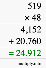 How to calculate 519 times 48 using long multiplication How to calculate 519 times 48 using long multiplication