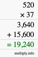How to calculate 520 times 37 using long multiplication How to calculate 520 times 37 using long multiplication