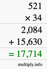 How to calculate 521 times 34 using long multiplication How to calculate 521 times 34 using long multiplication