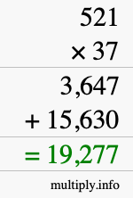 How to calculate 521 times 37 using long multiplication How to calculate 521 times 37 using long multiplication