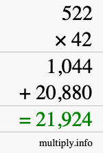 How to calculate 522 times 42 using long multiplication