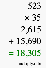 How to calculate 523 times 35 using long multiplication How to calculate 523 times 35 using long multiplication