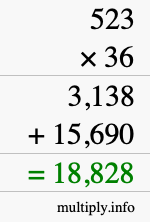 How to calculate 523 times 36 using long multiplication How to calculate 523 times 36 using long multiplication