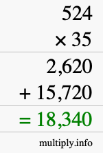 How to calculate 524 times 35 using long multiplication How to calculate 524 times 35 using long multiplication