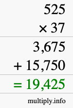 How to calculate 525 times 37 using long multiplication How to calculate 525 times 37 using long multiplication